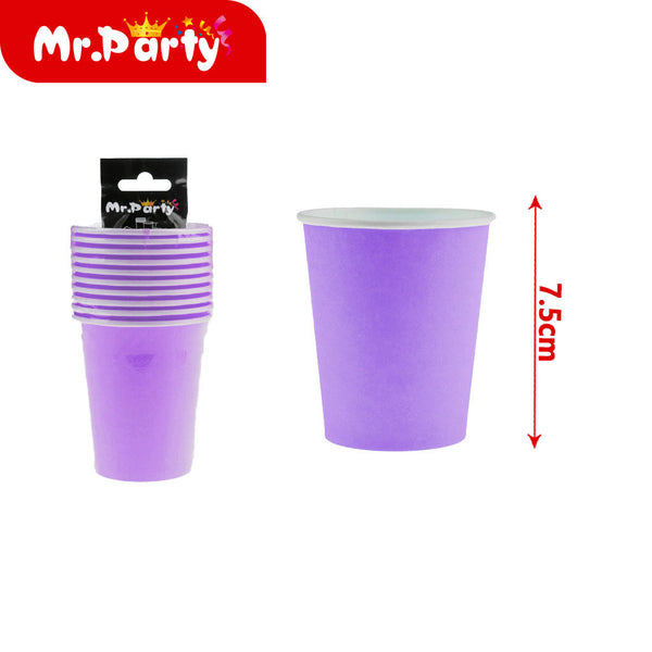 Vasos de papel de color solido 10 piezases morado claro (12paquetes)