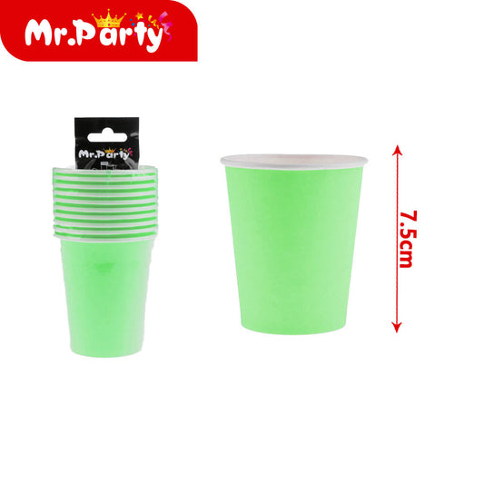 Vasos de papel de color solido 10 piezases color verde fruta (12paquetes)