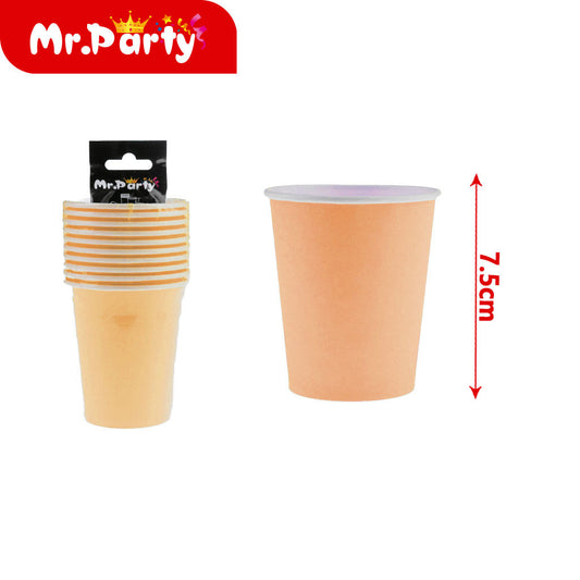 Vasos de papel de color solido 10 piezases naranja (12paquetes)