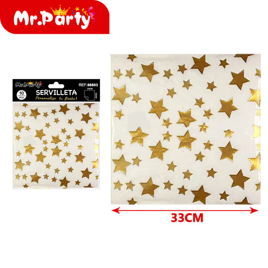 10 piezas de papel de seda dorado con estrella de cinco punt (12paquetes)
