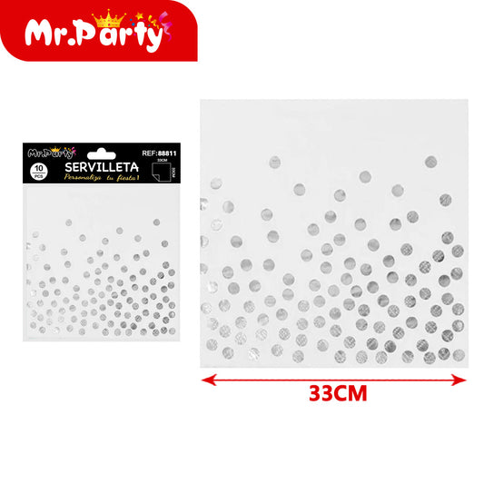 10 piezas de papel de seda con puntos plateados estampados e (12paquetes)
