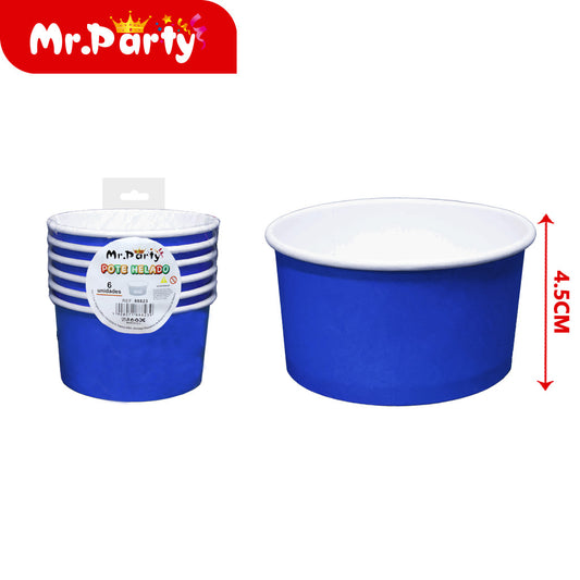 Vaso de helado de 5 oz (230 g) 6 piezases blíster azul oscur (12paquetes)