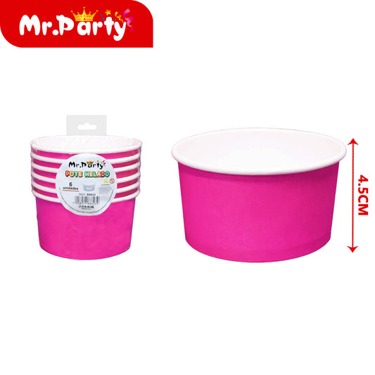 Vaso de helado de 5 oz (230 g) blíster de 6 piezases color r (12paquetes)