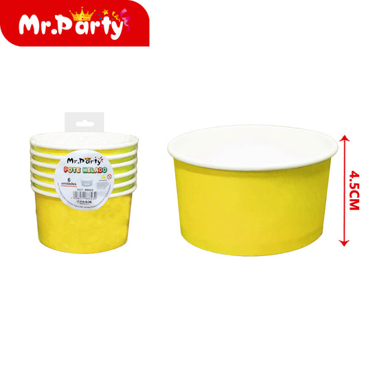 Vaso de helado de 5 oz (230 g) blíster de 6 piezases amarill (12paquetes)