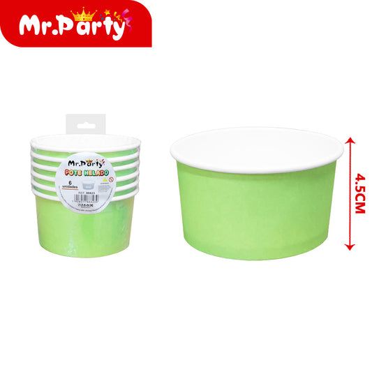 Vaso de helado de 5 oz (230 g) blíster de 6 piezases color v (12paquetes)