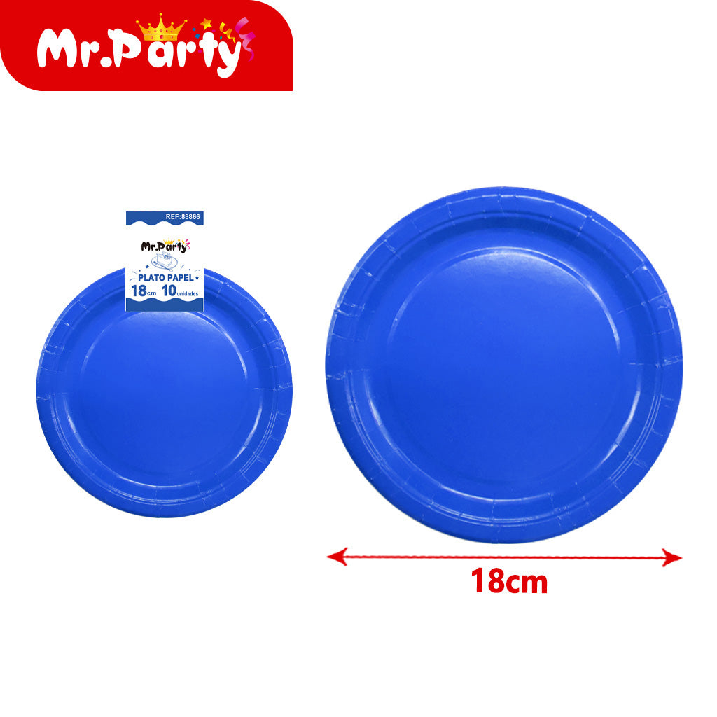 🍽️🎉 Platos de Papel 18 cm Lisos | Paq 10 pzas | Colores Surtidos
