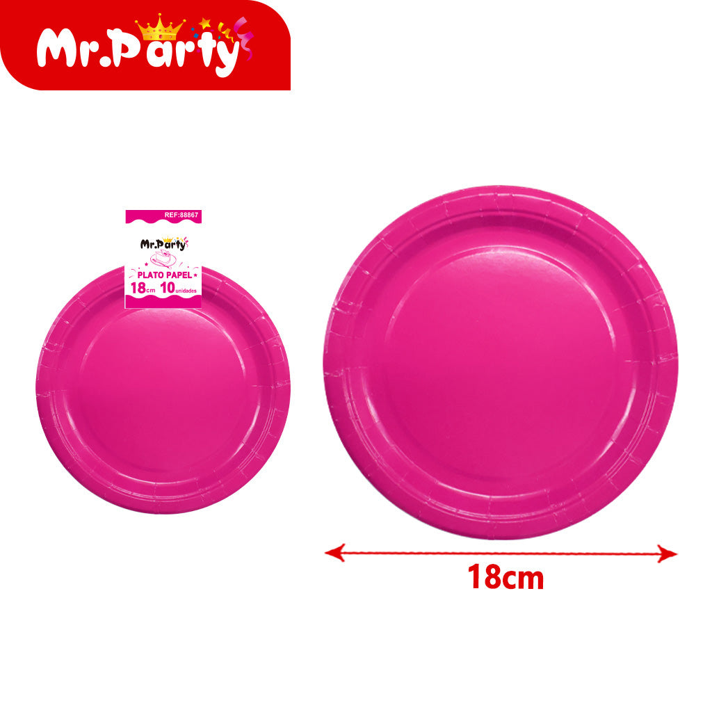 🍽️🎉 Platos de Papel 18 cm Lisos | Paq 10 pzas | Colores Surtidos