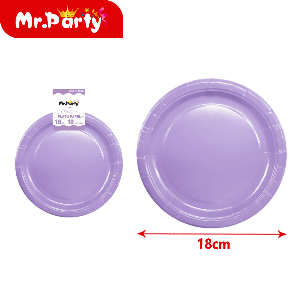 🍽️🎉 Platos de Papel 18 cm Lisos | Paq 10 pzas | Colores Surtidos