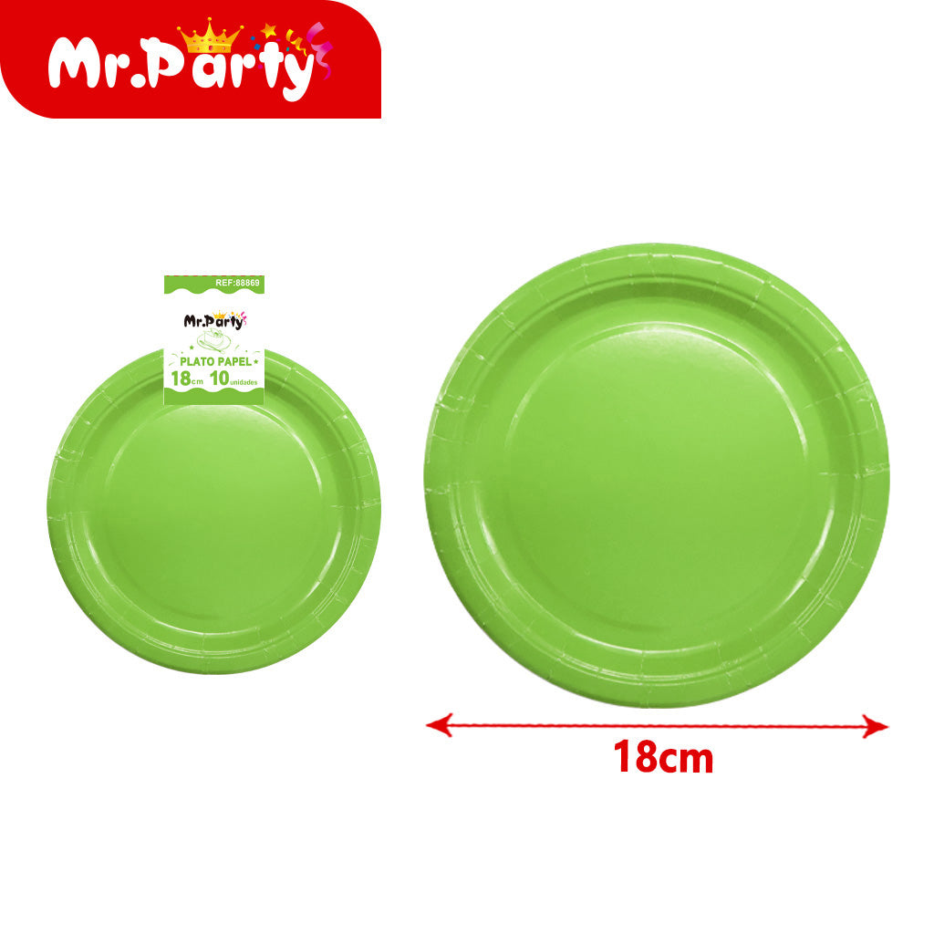 🍽️🎉 Platos de Papel 18 cm Lisos | Paq 10 pzas | Colores Surtidos- Mayoreo 12pzas