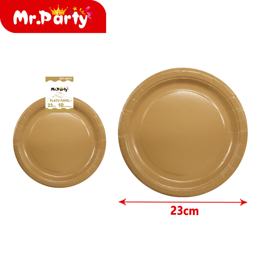 🍽️🎉 Platos de Papel 23 cm Lisos | Paq 10 pzas | Colores Surtidos