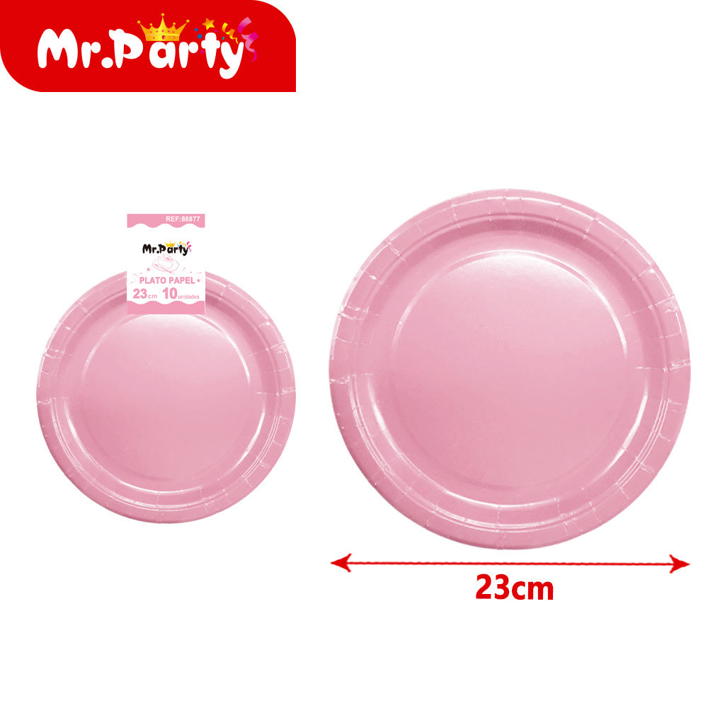🍽️🎉 Platos de Papel 23 cm Lisos | Paq 10 pzas | Colores Surtidos- Mayoreo 12 pzas
