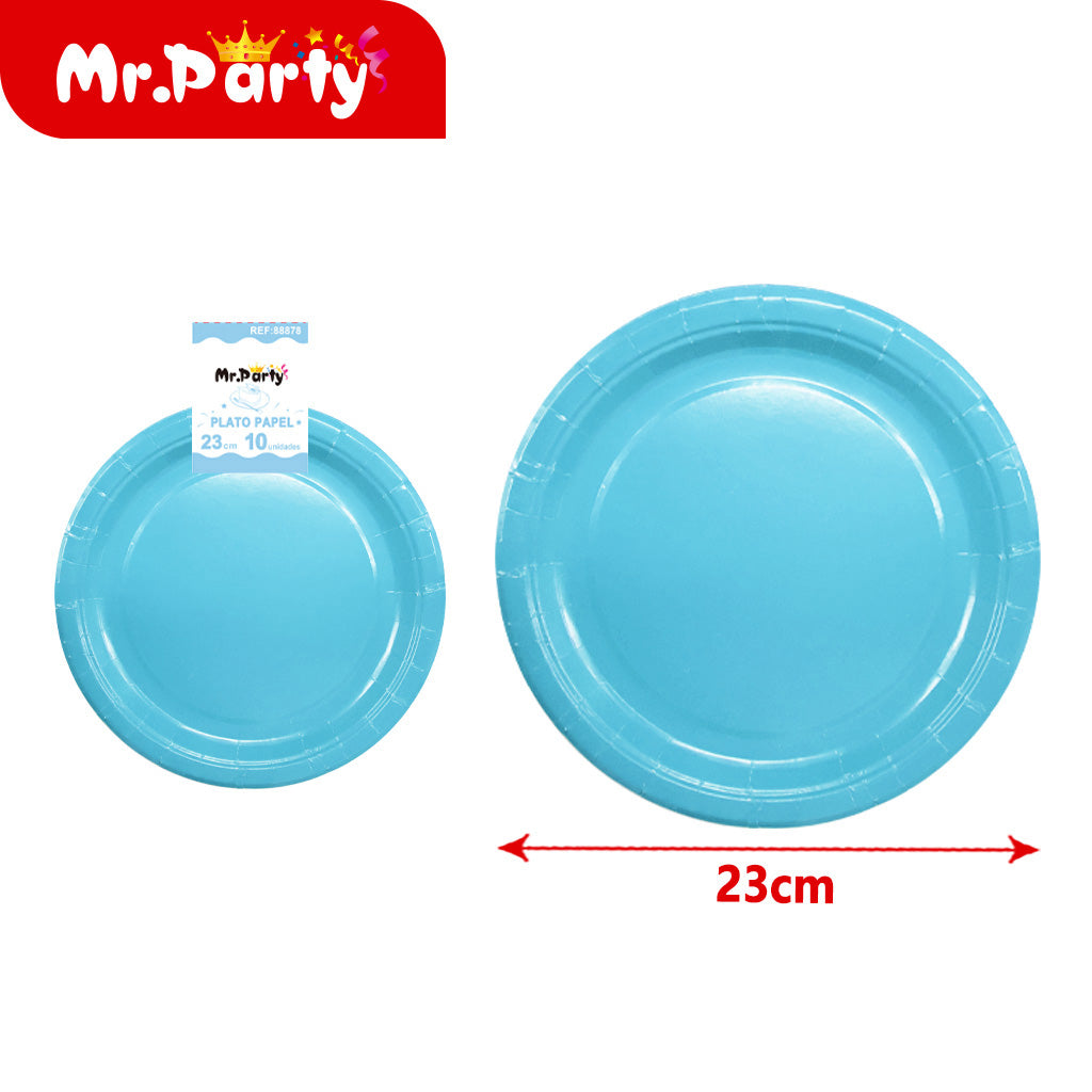 🍽️🎉 Platos de Papel 23 cm Lisos | Paq 10 pzas | Colores Surtidos