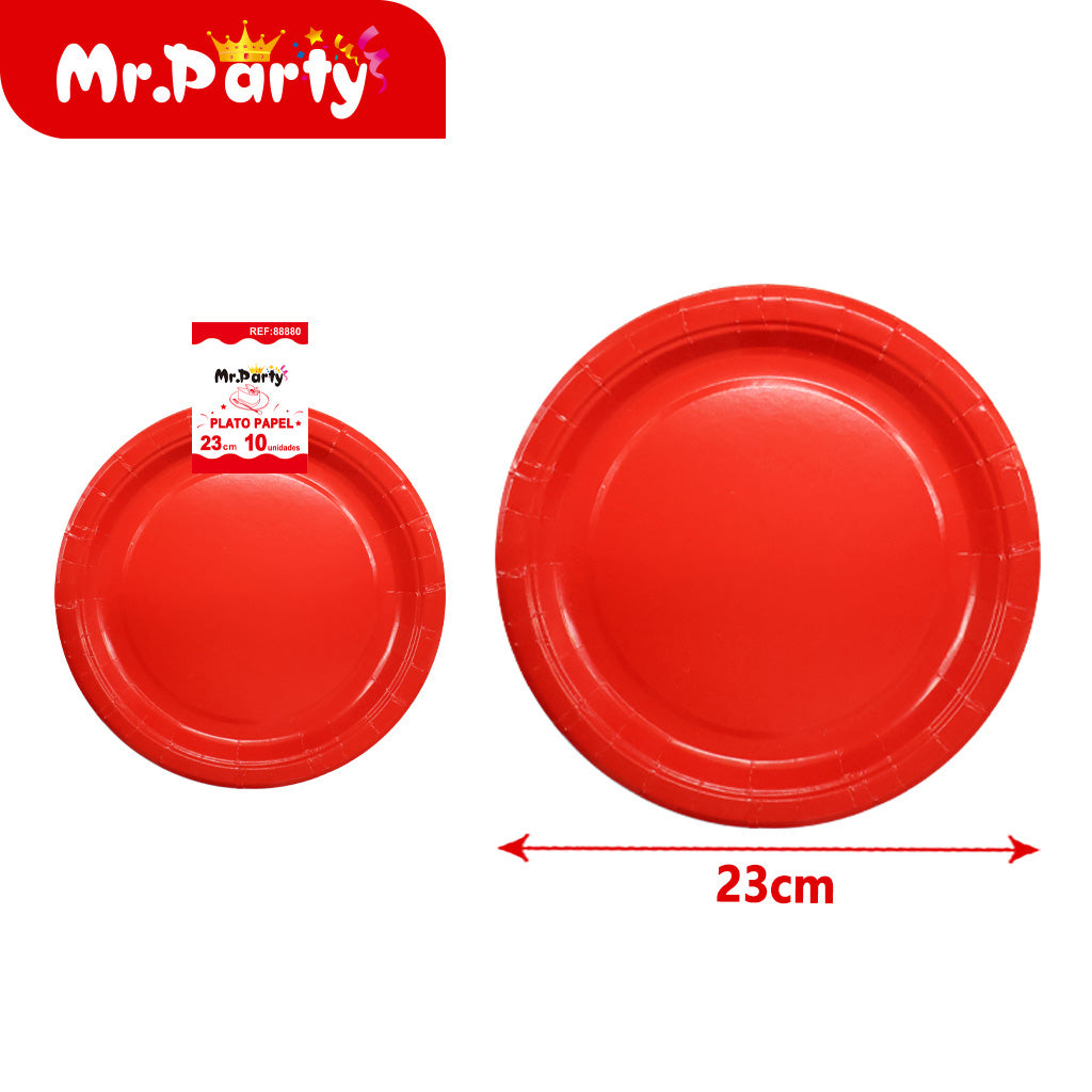 🍽️🎉 Platos de Papel 23 cm Lisos | Paq 10 pzas | Colores Surtidos- Mayoreo 12 pzas