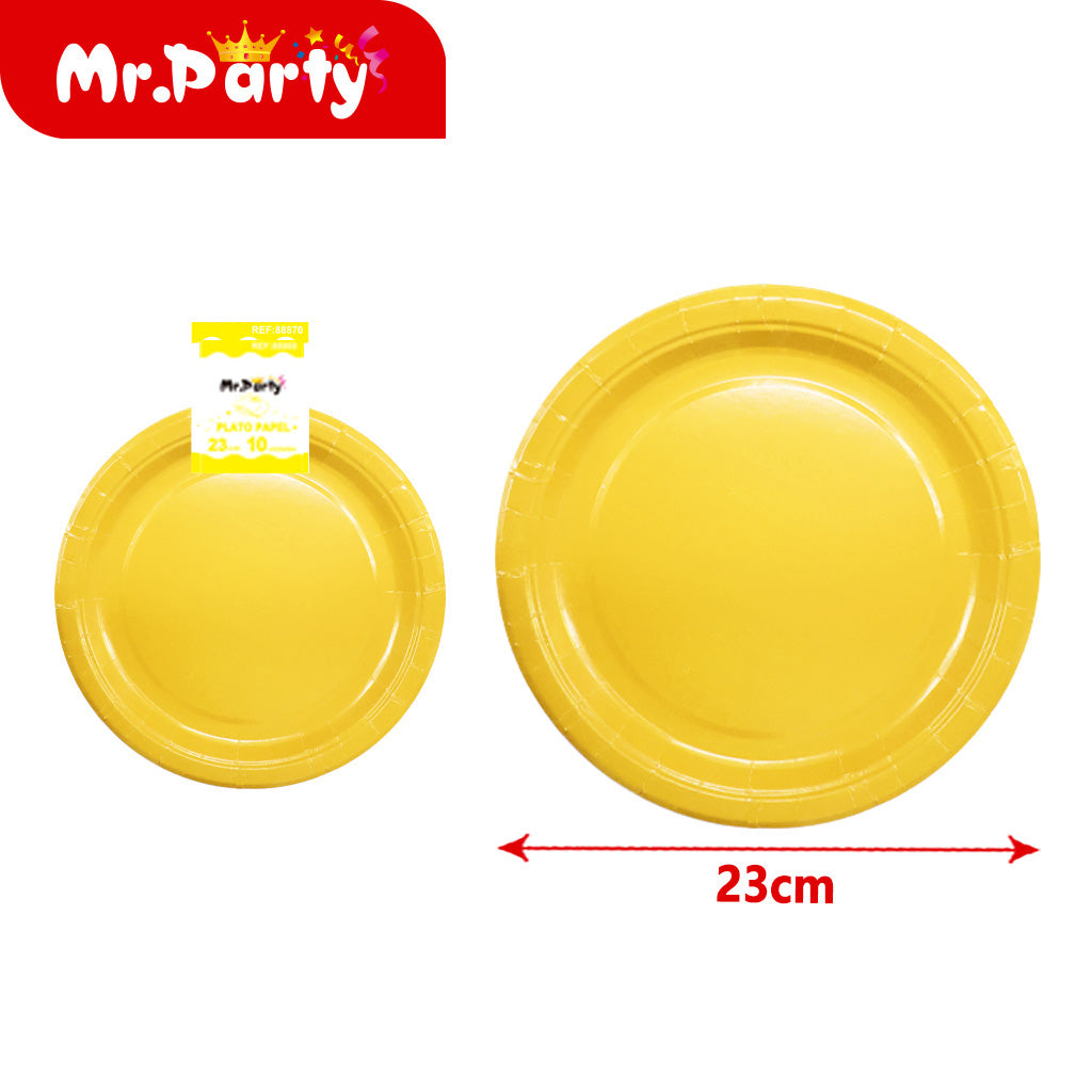 🍽️🎉 Platos de Papel 23 cm Lisos | Paq 10 pzas | Colores Surtidos