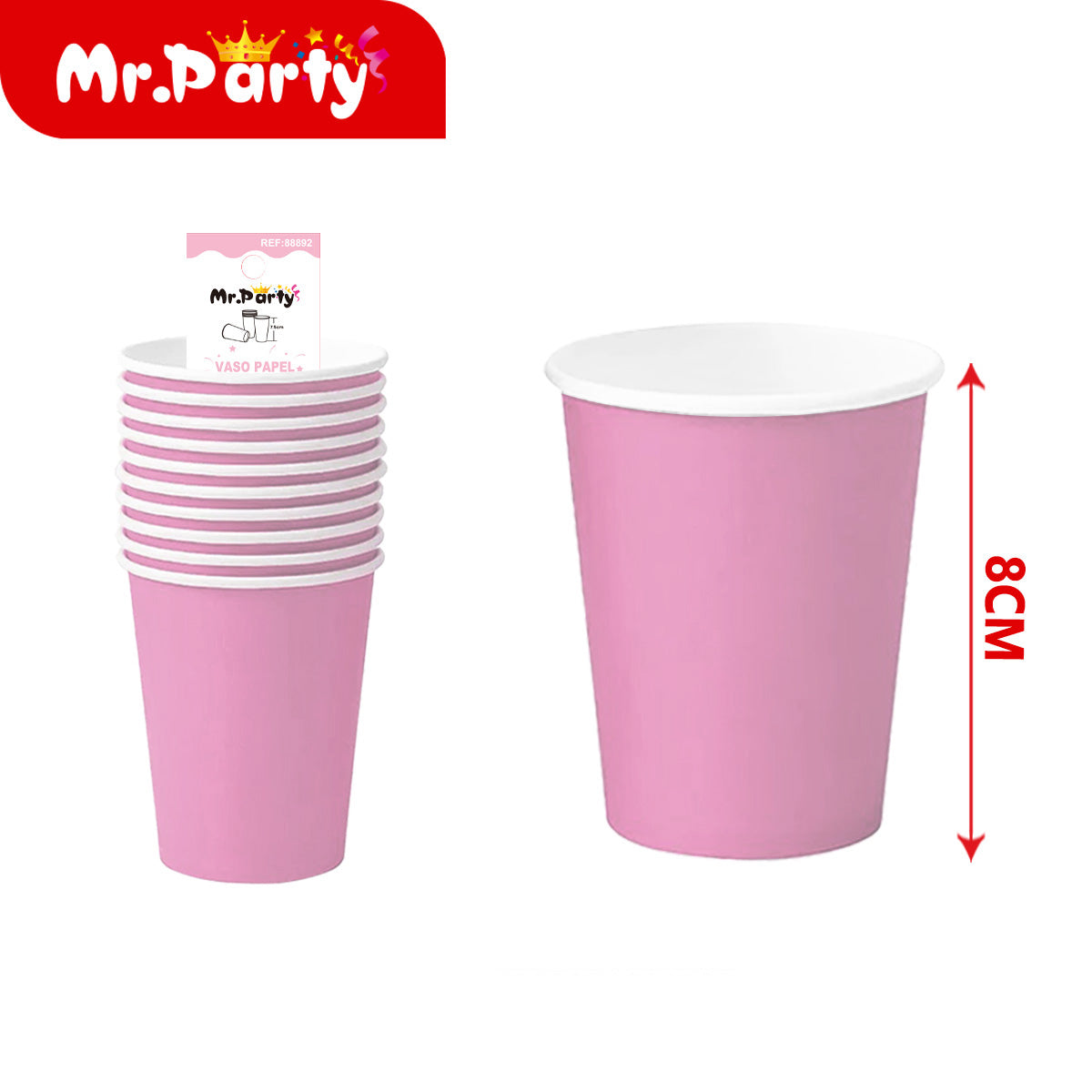 Vasos de Papel Lisos para Fiesta | Colores Sólidos | Desechables Resistentes (8 cm) 🎉🥤