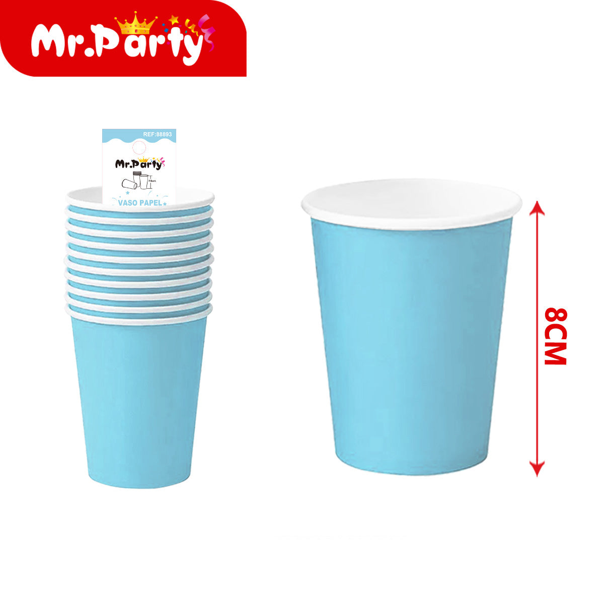 Vasos de Papel Lisos para Fiesta | Colores Sólidos | Desechables Resistentes (8 cm) 🎉🥤 - Mayoreo 12 pzas