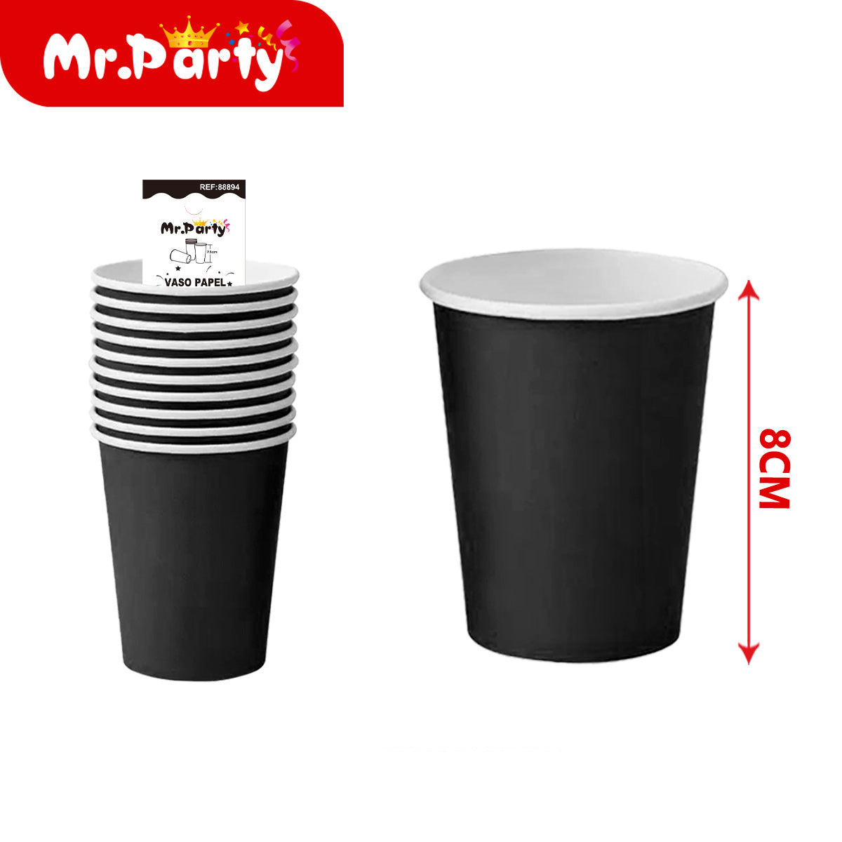 Vasos de Papel Lisos para Fiesta | Colores Sólidos | Desechables Resistentes (8 cm) 🎉🥤 - Mayoreo 12 pzas