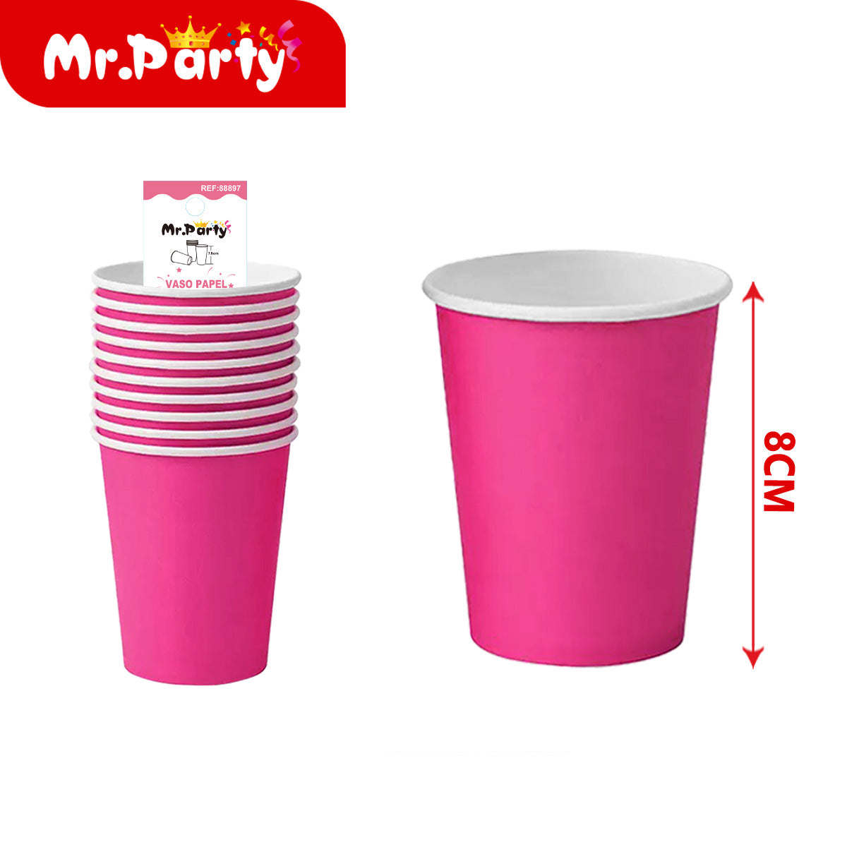 Vasos de Papel Lisos para Fiesta | Colores Sólidos | Desechables Resistentes (8 cm) 🎉🥤 - Mayoreo 12 pzas