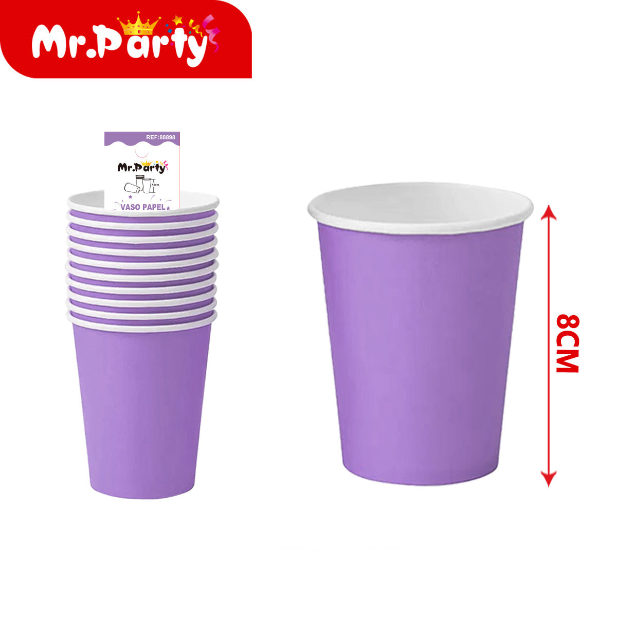 Vasos de Papel Lisos para Fiesta | Colores Sólidos | Desechables Resistentes (8 cm) 🎉🥤