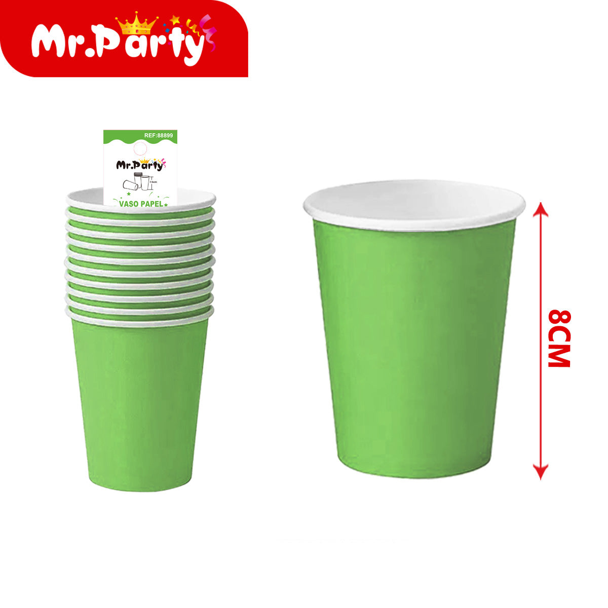 Vasos de Papel Lisos para Fiesta | Colores Sólidos | Desechables Resistentes (8 cm) 🎉🥤 - Mayoreo 12 pzas
