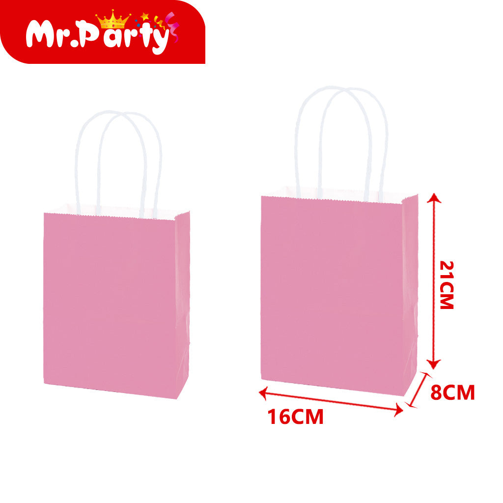 Bolsa de regalo de cuerda de colores rosa de 15 x 21 x 8 cm (12paquetes)