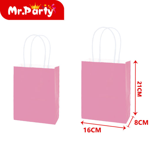 Bolsa de regalo de cuerda de colores rosa de 15 x 21 x 8 cm (12paquetes)