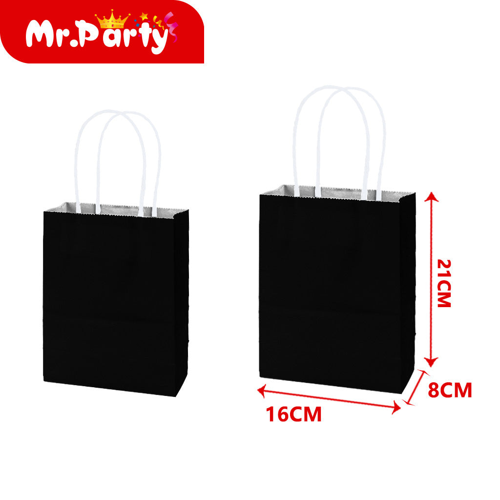 Bolsa de regalo de cuerda de colores negra de 15 x 21 x 8 cm (12paquetes)