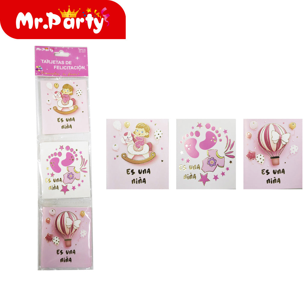 9 tarjetas de felicitación para niñas 5 tarjetas aleatorias (12paquetes)