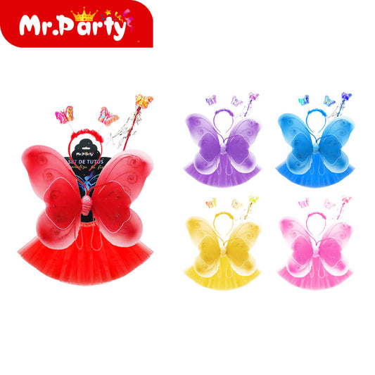 🦋✨ Set de Tutú para Niña (1 pza) | Falda + Accesorios (Alas/Diadema/Varita) | Colores y Temas- Mayoreo 6 pzas