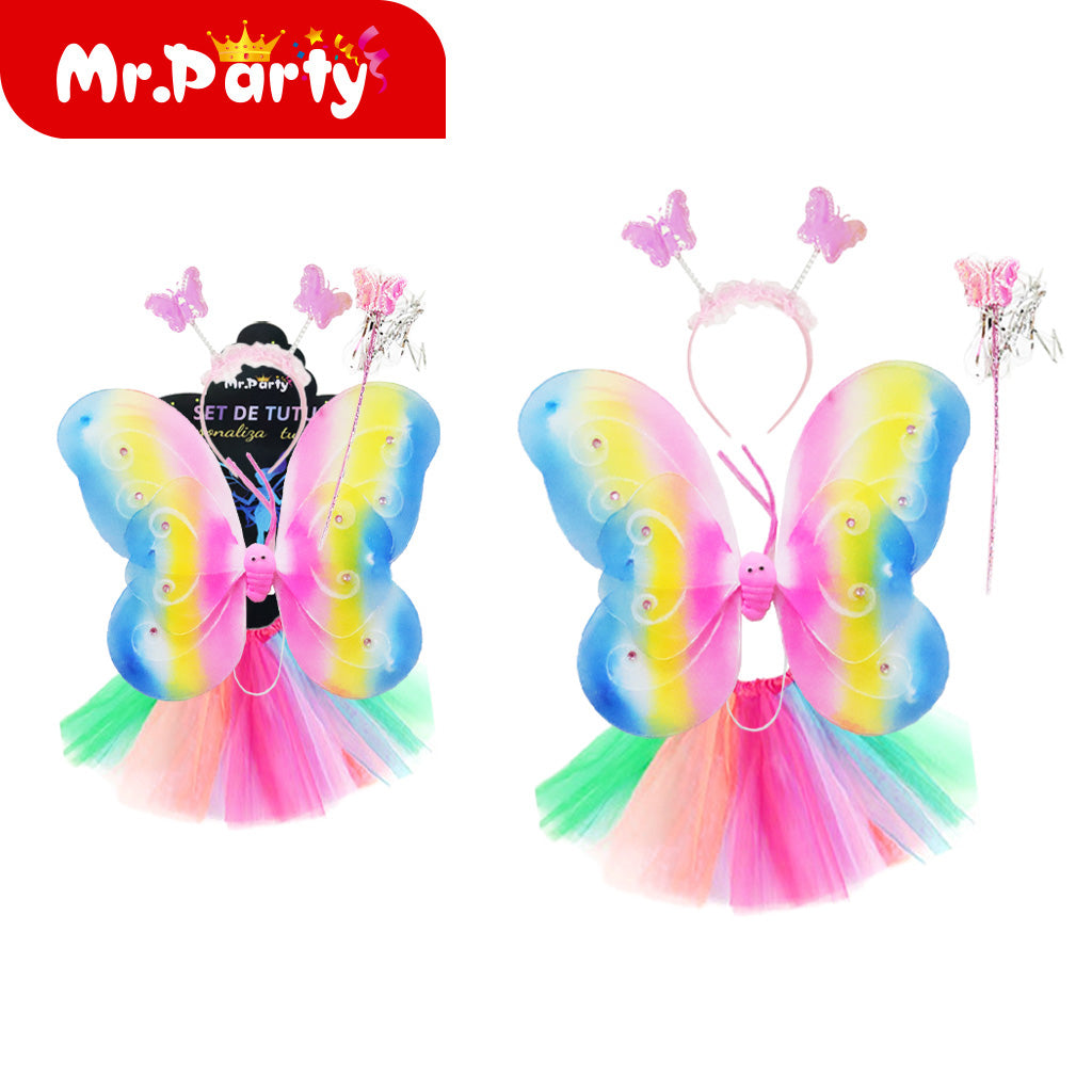 🦋✨ Set de Tutú para Niña (1 pza) | Falda + Accesorios (Alas/Diadema/Varita) | Colores y Temas- Mayoreo 6 pzas