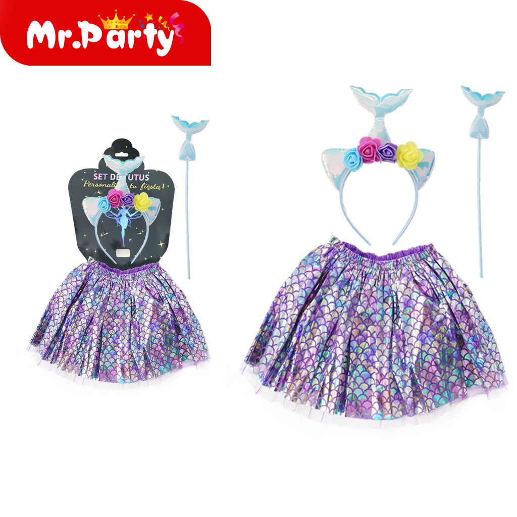 🦋✨ Set de Tutú para Niña (1 pza) | Falda + Accesorios (Alas/Diadema/Varita) | Colores y Temas- Mayoreo 6 pzas