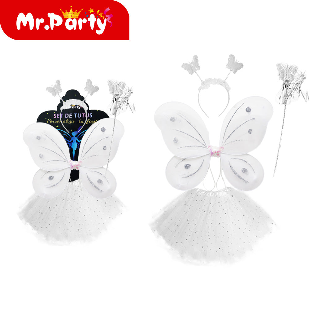 🦋✨ Set de Tutú para Niña (1 pza) | Falda + Accesorios (Alas/Diadema/Varita) | Colores y Temas