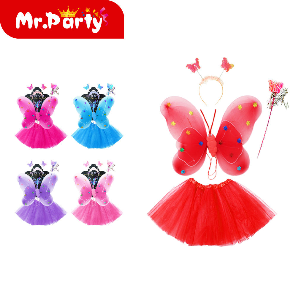 🦋✨ Set de Tutú para Niña (1 pza) | Falda + Accesorios (Alas/Diadema/Varita) | Colores y Temas