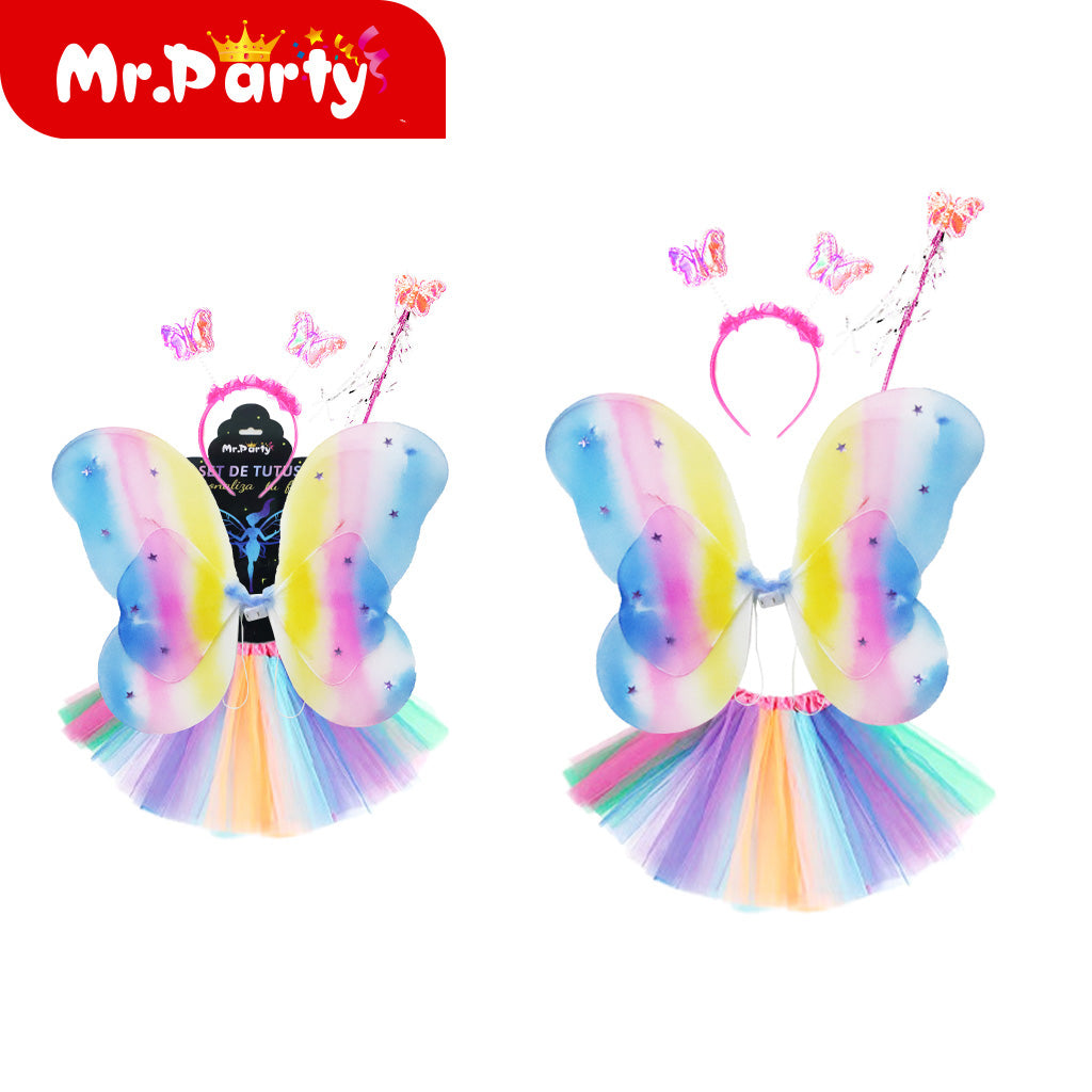 🦋✨ Set de Tutú para Niña (1 pza) | Falda + Accesorios (Alas/Diadema/Varita) | Colores y Temas
