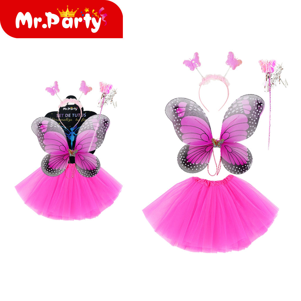 🦋✨ Set de Tutú para Niña (1 pza) | Falda + Accesorios (Alas/Diadema/Varita) | Colores y Temas- Mayoreo 6 pzas