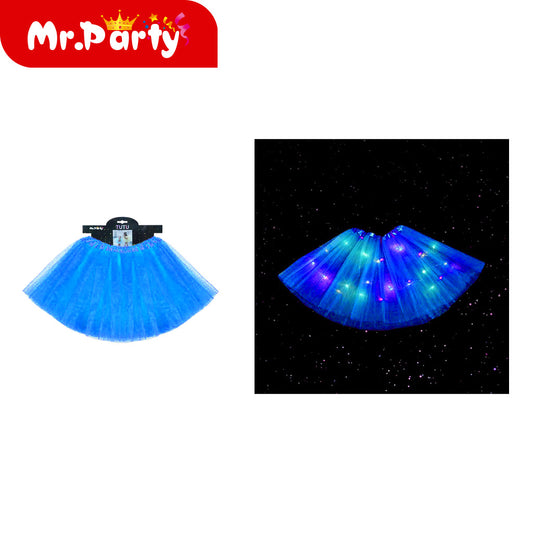 Falda regular iluminada 30cm azul rey (12paquetes)