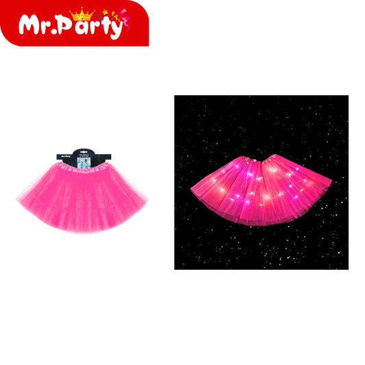 Falda regular iluminada 30cm rosa rojo (12paquetes)