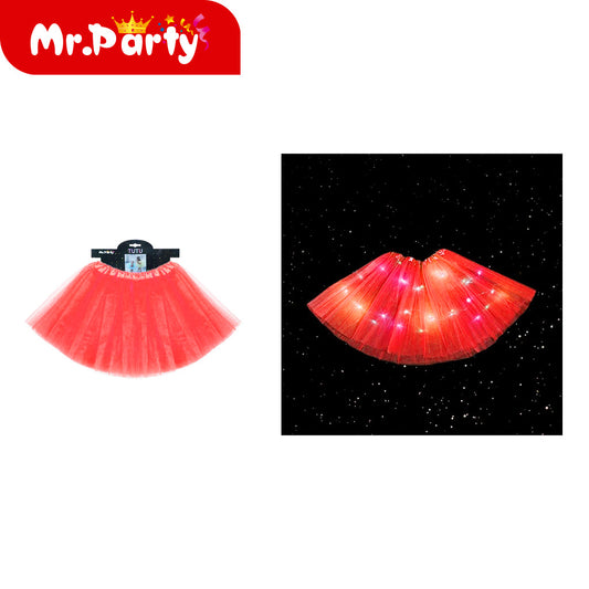 Falda regular iluminada 30cm color rojo brillante (12paquetes)