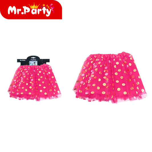 Falda iluminada de lunares de 30 cm en rojo rosa (12paquetes)