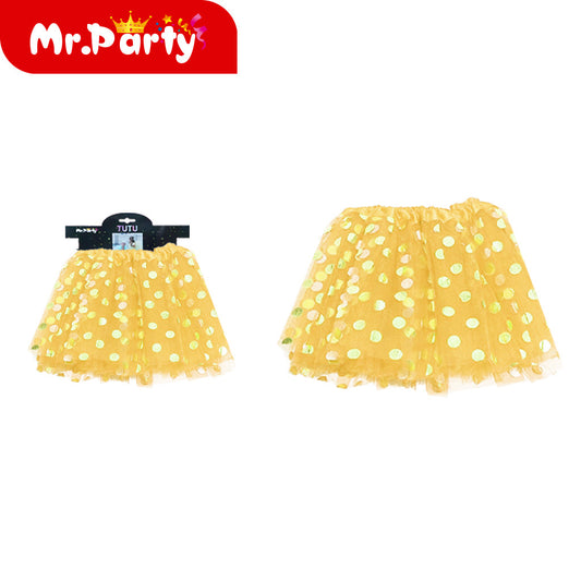 Falda ligera de lunares 30cm amarilla (12paquetes)
