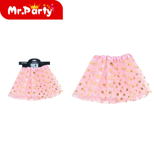 Falda ligera de lunares 30 cm rosa (12paquetes)