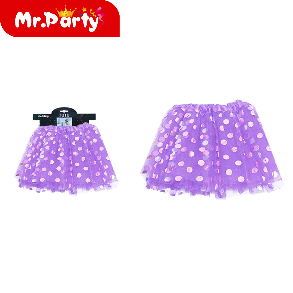Falda ligera de lunares 30cm morada (12paquetes)