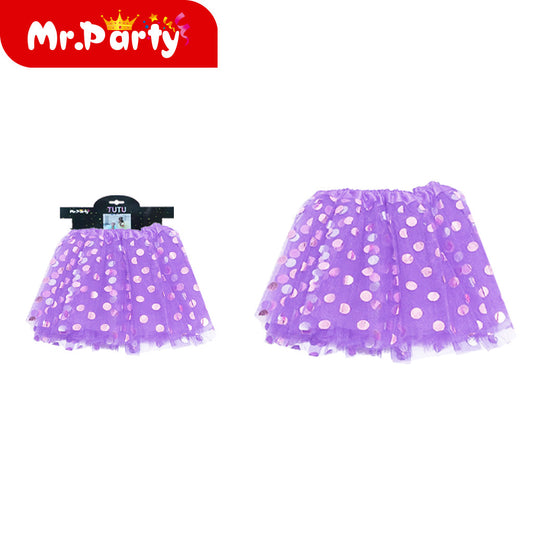 Falda ligera de lunares 30cm morada (12paquetes)