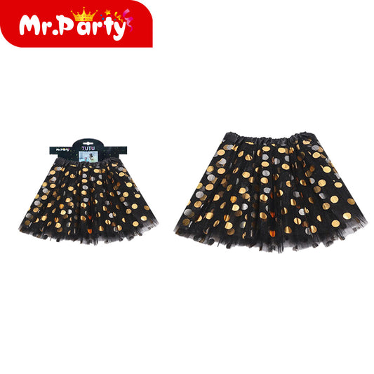 Falda ligera de lunares 30cm negra (12paquetes)