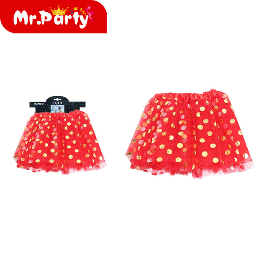 Falda ligera de lunares 30cm rojo brillante (12paquetes)