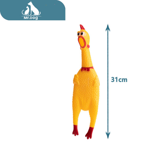 Juguete para mascota pollo gritón 31cm amarillo paq. con 12 pzas