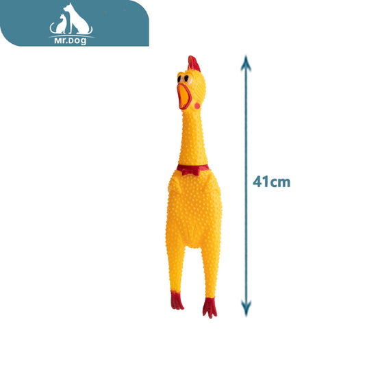 Juguete para mascota pollo gritón 41cm amarillo paq. con 6 pzas
