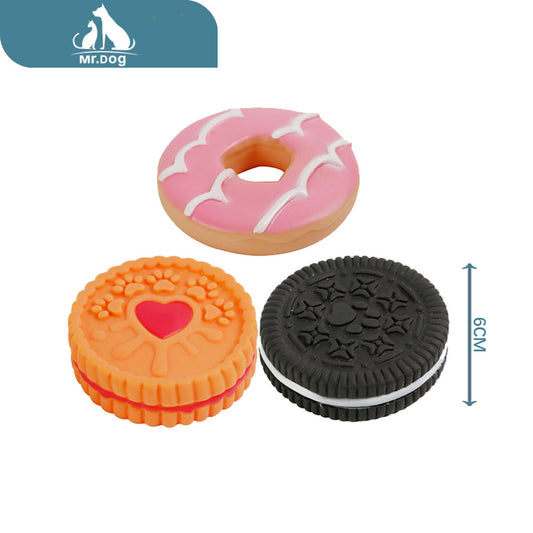 Juguete para mascota tres tipos de galletas redondas paq. con 12 pzas