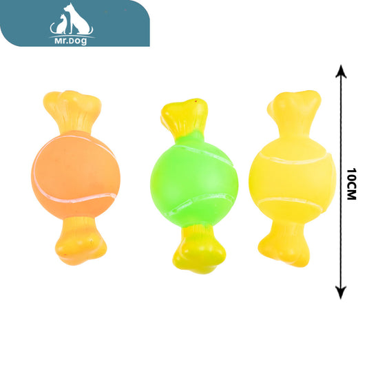 Juguete para mascota hueso de tenis 10×5cm paq. con 12 pzas