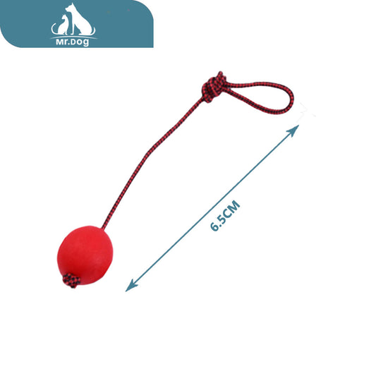 Juguete para mascota d pelota de goma con cuerda 6,5 cm roja paq. con 12 pzas